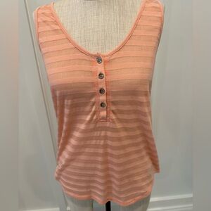 Guess Peach Striped Tee with Silver Logo